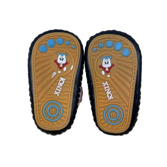 Xinqi Baby Girls Pink Cherry Design Heart Cutouts & Adhesive Strap Shoes Sz 16 - Picture 6 of 7